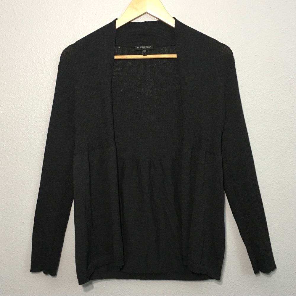 Eileen Fisher Wool Ribbed Modern Cardigan SP